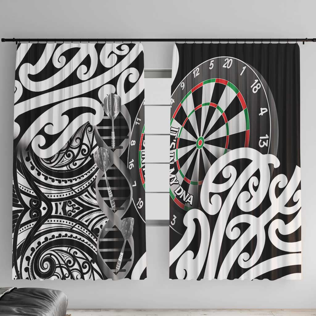 New Zealand Darts Window Curtain Aotearoa Maori Its In My DNA Black LT14 With Hooks Black - Polynesian Pride