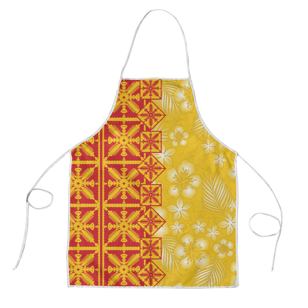 Kahili Quilt Hawaii Apron Tropical Flower Seamless Half Style LT14 Yellow - Polynesian Pride