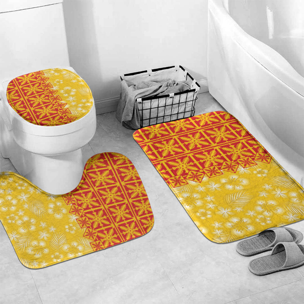 Kahili Quilt Hawaii Bathroom Set Tropical Flower Seamless Half Style LT14 Mat Set Only (3 pcs) One Size Yellow - Polynesian Pride