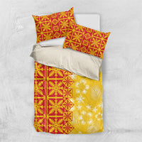 Kahili Quilt Hawaii Bedding Set Tropical Flower Seamless Half Style LT14 US Twin 172cm x 218cm Yellow - Polynesian Pride