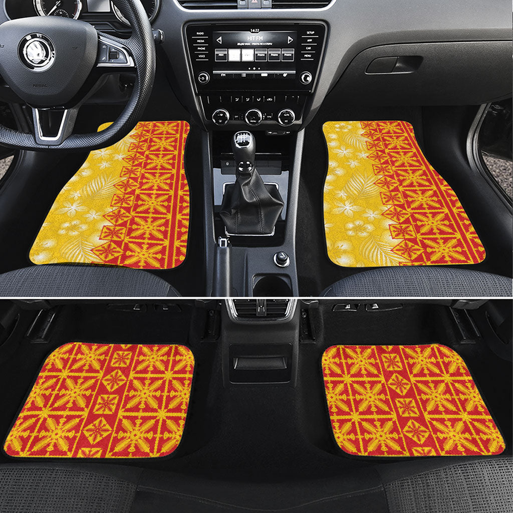 Kahili Quilt Hawaii Car Mats Tropical Flower Seamless Half Style LT14 Set 4pcs Yellow - Polynesian Pride