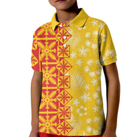 Kahili Quilt Hawaii Kid Polo Shirt Tropical Flower Seamless Half Style LT14 Kid Yellow - Polynesian Pride