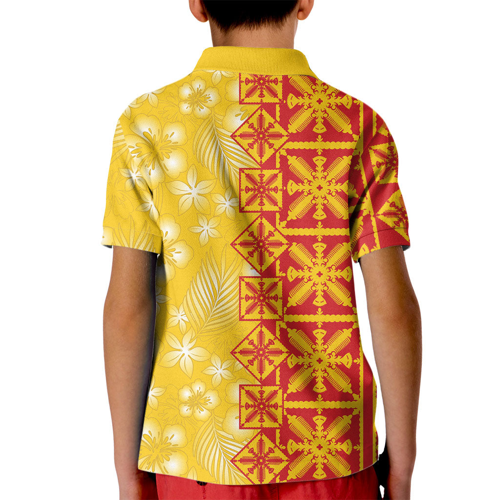 Kahili Quilt Hawaii Kid Polo Shirt Tropical Flower Seamless Half Style LT14 - Polynesian Pride