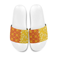 Kahili Quilt Hawaii Slide Sandals Tropical Flower Seamless Half Style LT14 Yellow - Polynesian Pride
