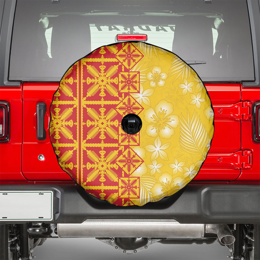 Kahili Quilt Hawaii Spare Tire Cover Tropical Flower Seamless Half Style LT14 - Polynesian Pride