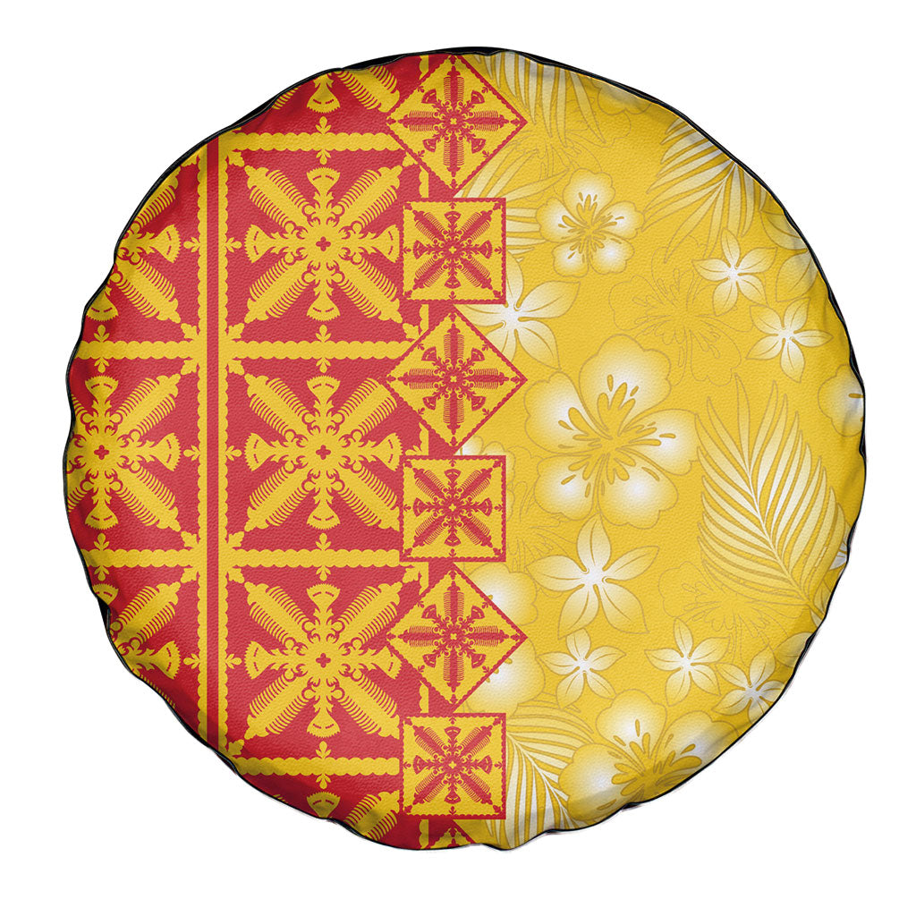 Kahili Quilt Hawaii Spare Tire Cover Tropical Flower Seamless Half Style LT14 - Polynesian Pride