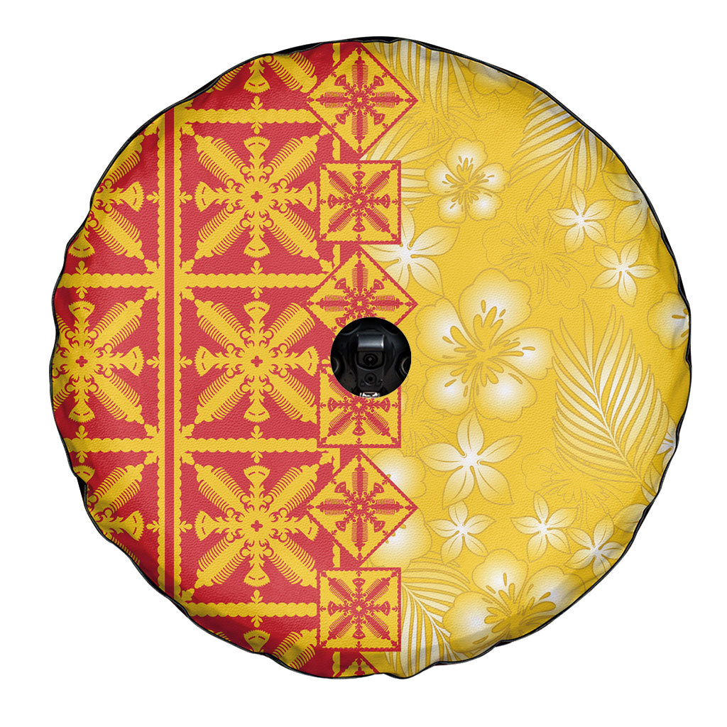 Kahili Quilt Hawaii Spare Tire Cover Tropical Flower Seamless Half Style LT14 - Polynesian Pride