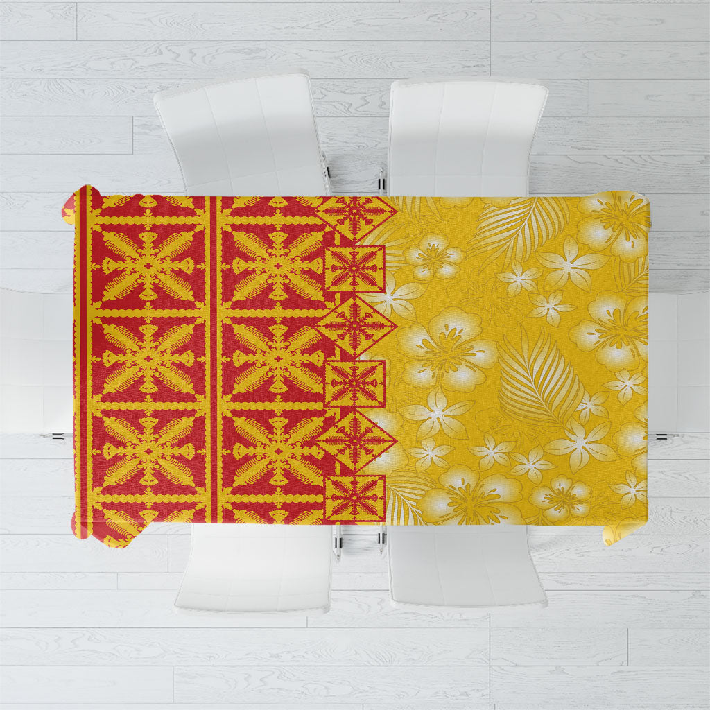 Kahili Quilt Hawaii Tablecloth Tropical Flower Seamless Half Style LT14 Yellow - Polynesian Pride