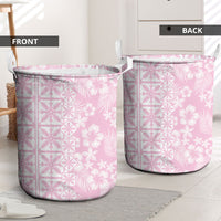 Pastel Pink Kahili Quilt Hawaii Laundry Basket Tropical Flower Seamless Half Style LT14 - Polynesian Pride