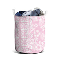 Pastel Pink Kahili Quilt Hawaii Laundry Basket Tropical Flower Seamless Half Style LT14 - Polynesian Pride