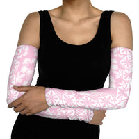 Pastel Pink Kahili Quilt Hawaii Arm Sleeves Tropical Flower Seamless Half Style LT14 - Polynesian Pride