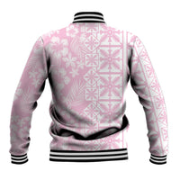 Pastel Pink Kahili Quilt Hawaii Baseball Jacket Tropical Flower Seamless Half Style LT14 - Polynesian Pride