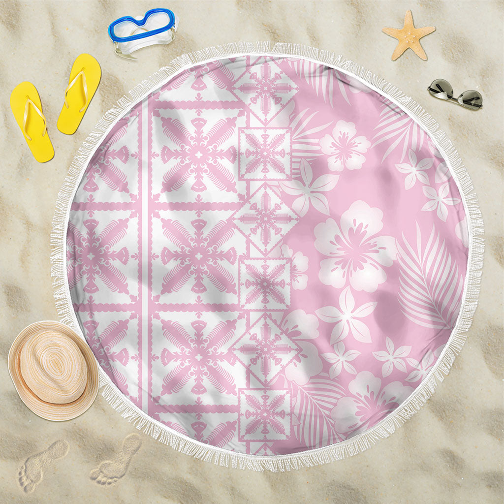Pastel Pink Kahili Quilt Hawaii Beach Blanket Tropical Flower Seamless Half Style LT14 One Size 150cm Pink - Polynesian Pride