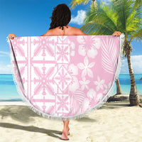Pastel Pink Kahili Quilt Hawaii Beach Blanket Tropical Flower Seamless Half Style LT14 - Polynesian Pride