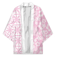 Pastel Pink Kahili Quilt Hawaii Kimono Tropical Flower Seamless Half Style LT14 Unisex Pink - Polynesian Pride