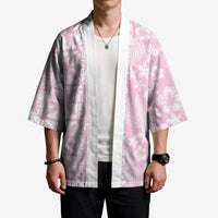 Pastel Pink Kahili Quilt Hawaii Kimono Tropical Flower Seamless Half Style LT14 - Polynesian Pride
