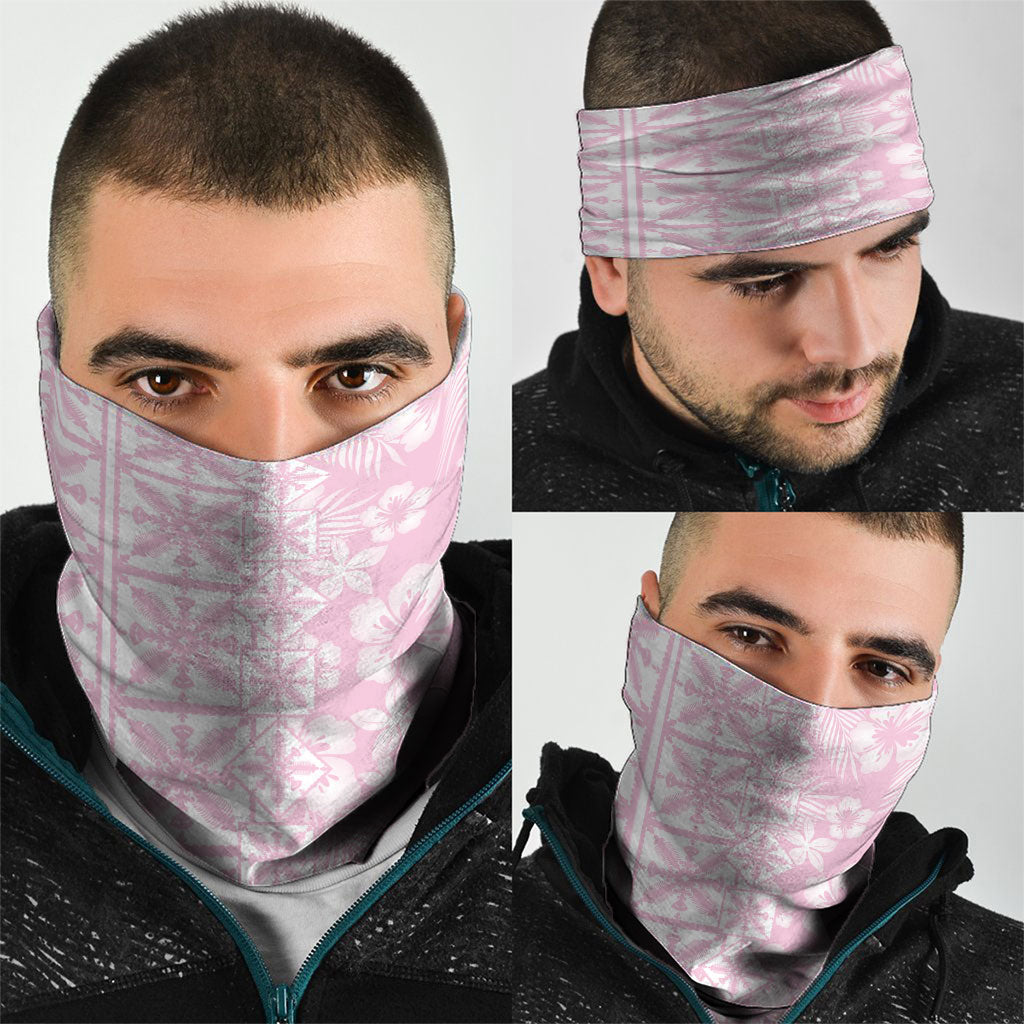 Pastel Pink Kahili Quilt Hawaii Neck Gaiter Tropical Flower Seamless Half Style LT14 - Polynesian Pride