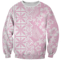 Pastel Pink Kahili Quilt Hawaii Sweatshirt Tropical Flower Seamless Half Style LT14 Unisex Pink - Polynesian Pride
