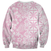 Pastel Pink Kahili Quilt Hawaii Sweatshirt Tropical Flower Seamless Half Style LT14 - Polynesian Pride