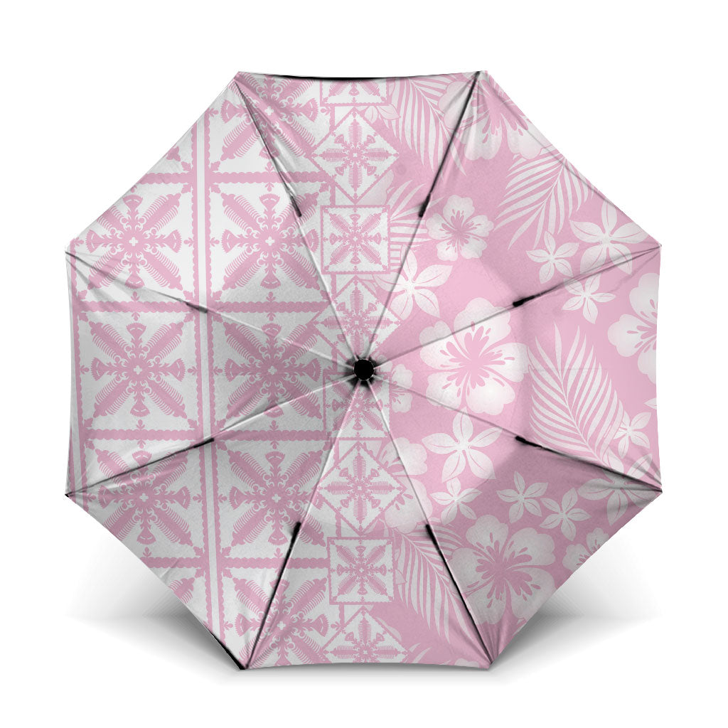 Pastel Pink Kahili Quilt Hawaii Umbrella Tropical Flower Seamless Half Style LT14 One Size Folded 11.42 inch Opened Diameter 37.4 inch Pink - Polynesian Pride