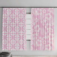 Pastel Pink Kahili Quilt Hawaii Window Curtain Tropical Flower Seamless Half Style LT14 With Hooks Pink - Polynesian Pride