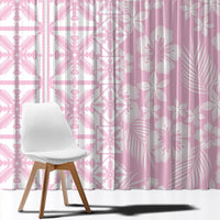 Pastel Pink Kahili Quilt Hawaii Window Curtain Tropical Flower Seamless Half Style LT14 - Polynesian Pride