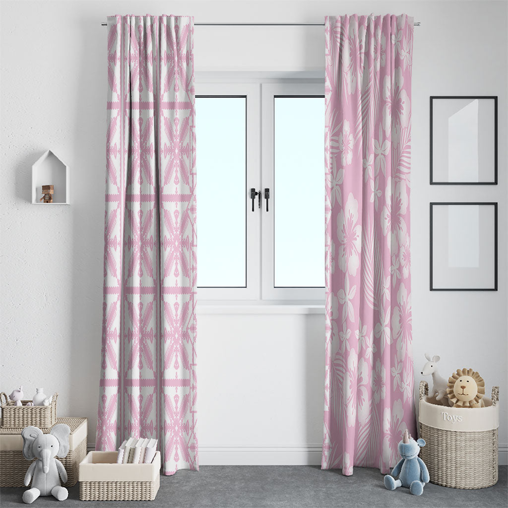 Pastel Pink Kahili Quilt Hawaii Window Curtain Tropical Flower Seamless Half Style LT14 - Polynesian Pride