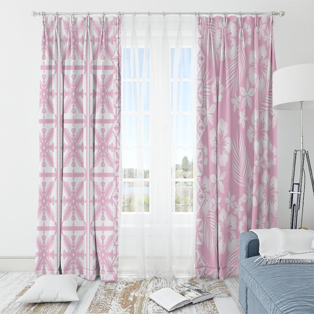 Pastel Pink Kahili Quilt Hawaii Window Curtain Tropical Flower Seamless Half Style LT14 - Polynesian Pride