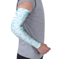 Pastel Blue Kahili Quilt Hawaii Arm Sleeves Tropical Flower Seamless Half Style LT14 - Polynesian Pride