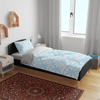 Pastel Blue Kahili Quilt Hawaii Bedding Set Tropical Flower Seamless Half Style LT14 - Polynesian Pride