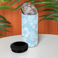 Pastel Blue Kahili Quilt Hawaii 4 in 1 Can Cooler Tumbler Tropical Flower Seamless Half Style LT14 - Polynesian Pride