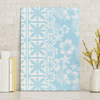 Pastel Blue Kahili Quilt Hawaii Canvas Wall Art Tropical Flower Seamless Half Style LT14 Without Frame Blue - Polynesian Pride
