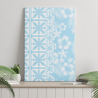 Pastel Blue Kahili Quilt Hawaii Canvas Wall Art Tropical Flower Seamless Half Style LT14 - Polynesian Pride
