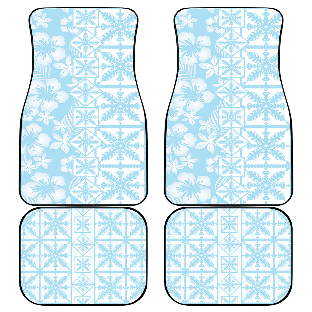 Pastel Blue Kahili Quilt Hawaii Car Mats Tropical Flower Seamless Half Style LT14 - Polynesian Pride