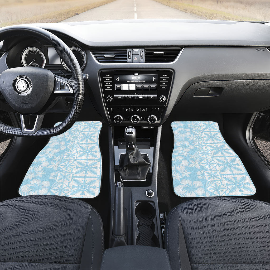 Pastel Blue Kahili Quilt Hawaii Car Mats Tropical Flower Seamless Half Style LT14 Set 2pcs - Front Blue - Polynesian Pride