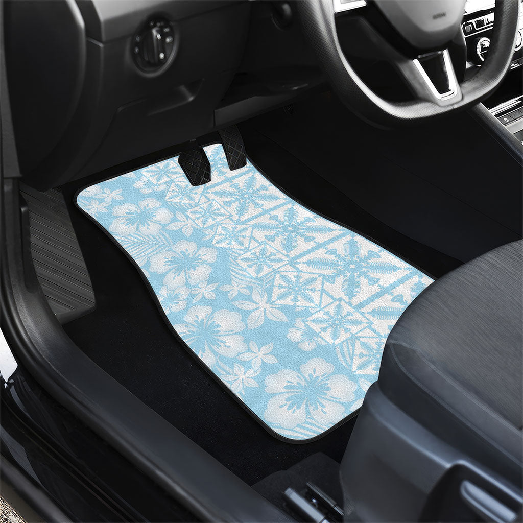 Pastel Blue Kahili Quilt Hawaii Car Mats Tropical Flower Seamless Half Style LT14 - Polynesian Pride