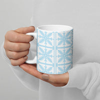 Pastel Blue Kahili Quilt Hawaii Ceramic Mug Tropical Flower Seamless Half Style LT14 - Polynesian Pride