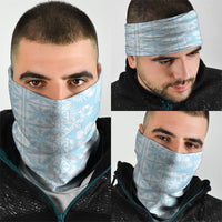 Pastel Blue Kahili Quilt Hawaii Neck Gaiter Tropical Flower Seamless Half Style LT14 - Polynesian Pride