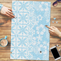 Pastel Blue Kahili Quilt Hawaii Puzzle Tropical Flower Seamless Half Style LT14 Blue - Polynesian Pride