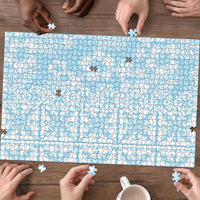 Pastel Blue Kahili Quilt Hawaii Puzzle Tropical Flower Seamless Half Style LT14 - Polynesian Pride