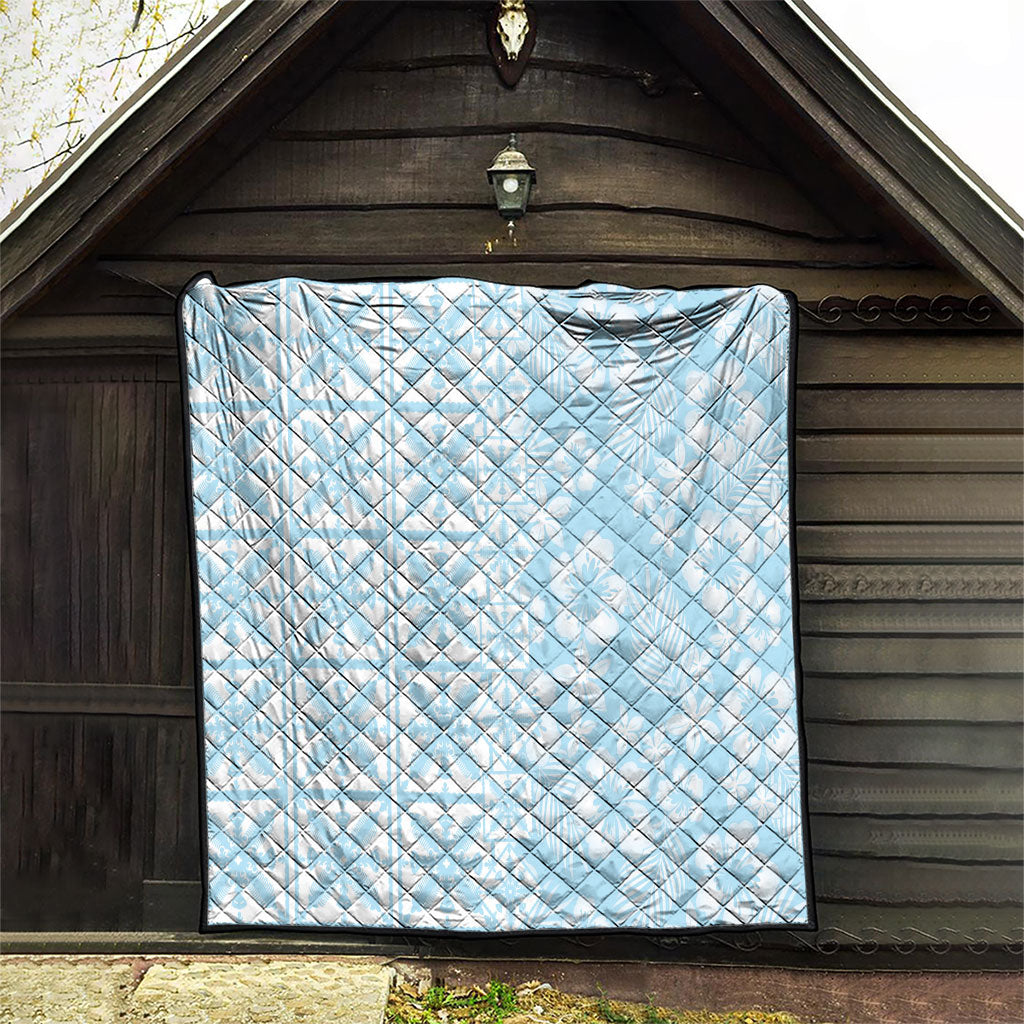 Pastel Blue Kahili Quilt Hawaii Quilt Tropical Flower Seamless Half Style LT14 - Polynesian Pride