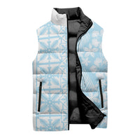 Pastel Blue Kahili Quilt Hawaii Sleeveless Puffer Jacket Tropical Flower Seamless Half Style LT14 - Polynesian Pride