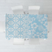 Pastel Blue Kahili Quilt Hawaii Tablecloth Tropical Flower Seamless Half Style LT14 Blue - Polynesian Pride
