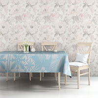 Pastel Blue Kahili Quilt Hawaii Tablecloth Tropical Flower Seamless Half Style LT14 - Polynesian Pride