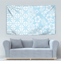 Pastel Blue Kahili Quilt Hawaii Tapestry Tropical Flower Seamless Half Style LT14 - Polynesian Pride