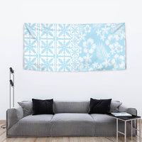 Pastel Blue Kahili Quilt Hawaii Tapestry Tropical Flower Seamless Half Style LT14 - Polynesian Pride