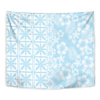 Pastel Blue Kahili Quilt Hawaii Tapestry Tropical Flower Seamless Half Style LT14 - Polynesian Pride