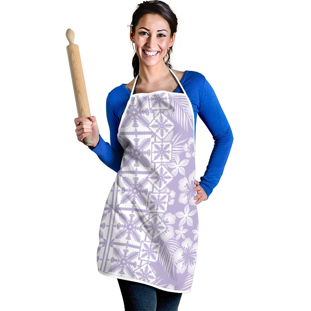 Pastel Purple Kahili Quilt Hawaii Apron Tropical Flower Seamless Half Style LT14 - Polynesian Pride
