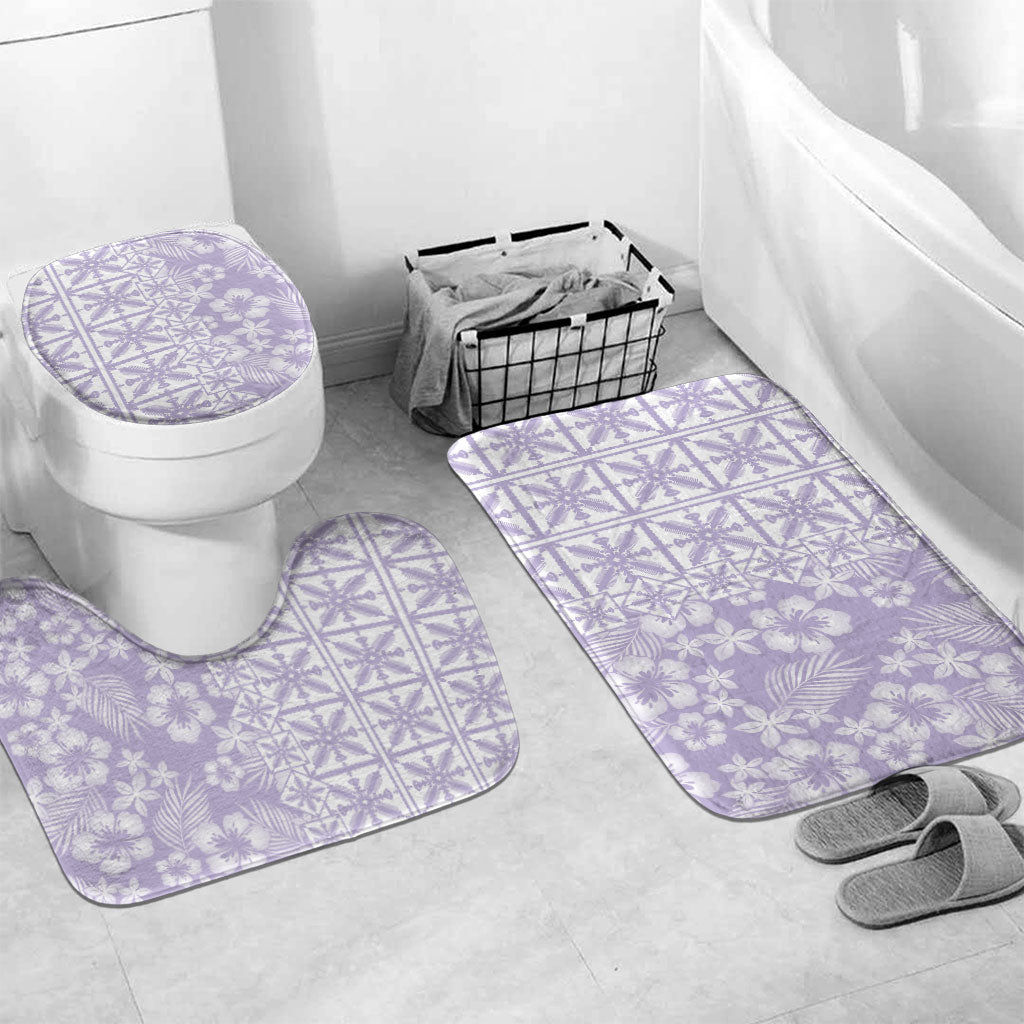 Pastel Purple Kahili Quilt Hawaii Bathroom Set Tropical Flower Seamless Half Style LT14 Mat Set Only (3 pcs) One Size Purple - Polynesian Pride
