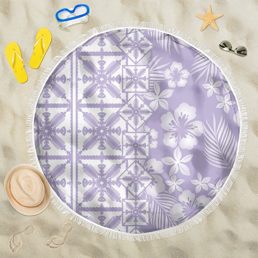 Pastel Purple Kahili Quilt Hawaii Beach Blanket Tropical Flower Seamless Half Style LT14 One Size 150cm Purple - Polynesian Pride